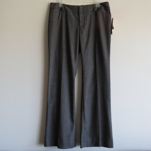 NWT MOSSIMO Stretch Herringbone Trouser Gray Mid Waist Straight Hip Pants 12 - Picture 1 of 16